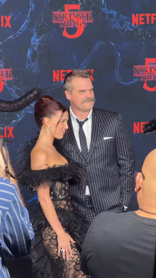 Millie and David on the carpet for #strangerthings 🖤 @netflix #netflix