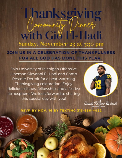 Looking forward to a great Thanksgiving dinner with the community. Treat others the way you want to be treated. God is so great! 🦃