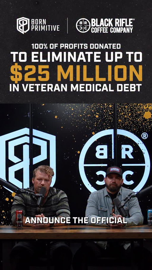 Together, we’re eliminating up to $25 million in veteran medical debt. 🇺🇸
⁠
This Veterans Day, we’re partnering with Black Rifle Coffee Company for Operation Debt of Gratitude, a joint mission to pay off medical debt for veterans.⁠
⁠
From Nov 7-11, 100% of profits from bornprimitive.com and blackriflecoffee.com will go directly toward giving veterans the freedom to focus on their health, future, and dreams without the burden of debt.
⁠
Powered by @forgiveco_pbc