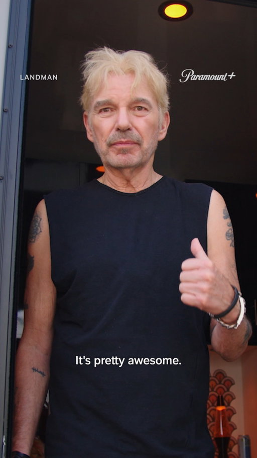A look behind the (beaded) curtain: Billy Bob Thornton shows off where he hangs out between takes. #Landman #LandmanPPlus