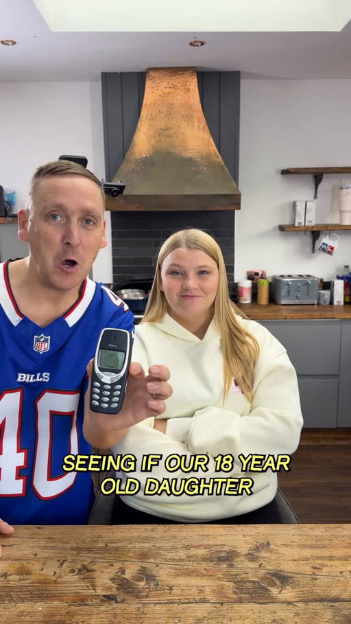 seeing if our 18 year old daughter can work this 90s mobile phone #comedy #funny #jokes