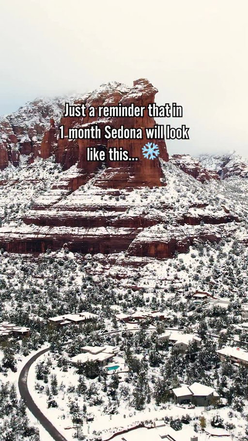 In just one month, Sedona will transform into a winter wonderland! ❄️☃️ The red rocks will be covered with snow creating a breathtaking scene you won’t want to miss. Tag your winter adventure buddy! 🤍 

#welcometoarizona #sedona #snowdona #winterwonderland #travelaz
