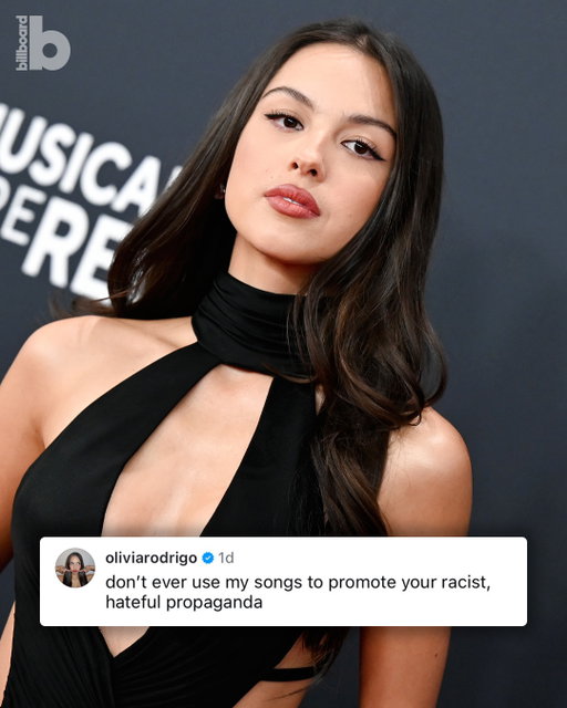 Olivia Rodrigo has slammed Donald Trump's administration for using her music without permission.⁠
⁠
The controversial clip in question was shared in a joint Instagram post between the White House and Department of Homeland Security. Soundtracked by Rodrigo's "All-American Bitch," the video shows United States ICE officers forcibly tackling, detaining and deporting people.⁠
⁠
In the comments, the pop star wrote, "don't ever use my songs to promote your racist, hateful propaganda."⁠
⁠
More details at the link in bio.