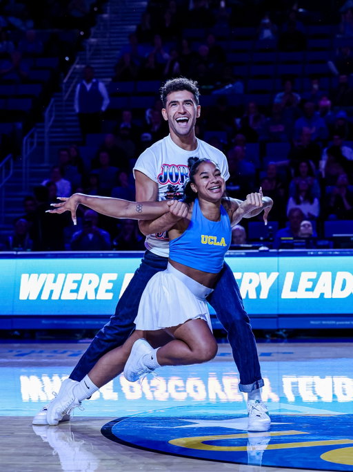 @jordanchiles and @ezra.sosa electrified the Pauley crowd at halftime of the @uclambb game! The 2026 gymnastics season starts 🔜! Season tickets are on sale now at uclabruins.com/tickets. Don’t miss the Best Show in LA!