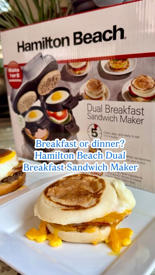 #ad Breakfast sandwich or dinner sandwich? Why choose when you can have both 😏 The @hamiltonbeach Dual Breakfast Sandwich Maker cooks every layer…eggs, cheese, and your favorite pre-cooked meat…perfectly in just 5 minutes or less.

Even more reasons why I love it:
🥯 Make 1 or 2 sandwiches at once
🍳 Use your own fresh ingredients
🧀 Works with English muffins, biscuits, or small bagels
✨ Nonstick, dishwasher-safe parts = easy cleanup

👉 Tap the link in my bio or here → hamiltonbeach.sjv.io/6y4jJN ← to grab your own and see why the Hamilton Beach Dual Breakfast Sandwich Maker is my new go-to for busy mornings AND nights!

#HamiltonBeach #BreakfastSandwichMaker #EasyBreakfastIdeas #thecookingmawma
