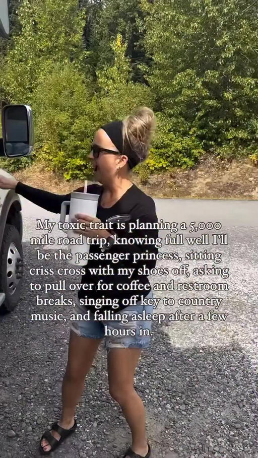 Hey, I always ask to drive and he says no! This summer we drove over 10,000 miles and I’m still the passenger princess. 

Do you have the same toxic trait?

#travel #passengerprincess #rvtravel #fulltimerv #truckcamper #truckcamperlife #travelcouple #emptynesters #travelprincess