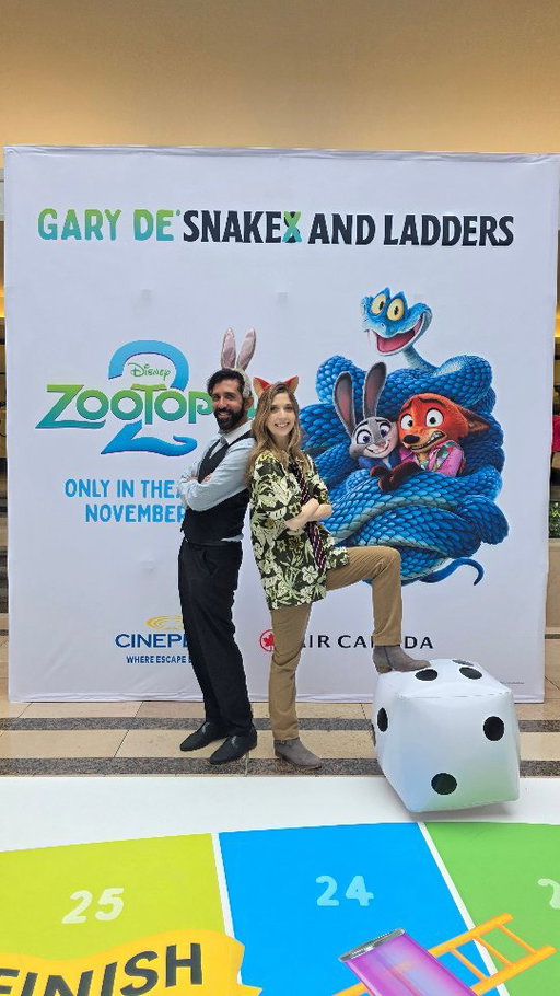What happens when Disney turns Zootopia into a life-sized board game? 

@disneystudioscanada invited us to play a life-sized Zootopia-themed Snake & Ladders game at @cfsherway and let’s just say… our competitive side came out to play. 😅 
@cineplexmovies & @aircanada had some fantastic prizes to be won!

Who do you think won Team Nick or Judy? 🦊🐰

#disney #zootopia #zootopia2 #disneynerd #cosplay #games #gamergirl #gamerlife #boardgames #snake #animals #animation #animatedmovies #thingstodotoronto