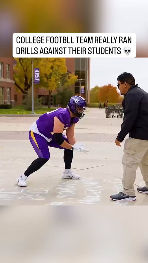 Northern Iowa brought the football team out to the union and put the students through some drills 💀

(🎥: Northern Iowa Football)
