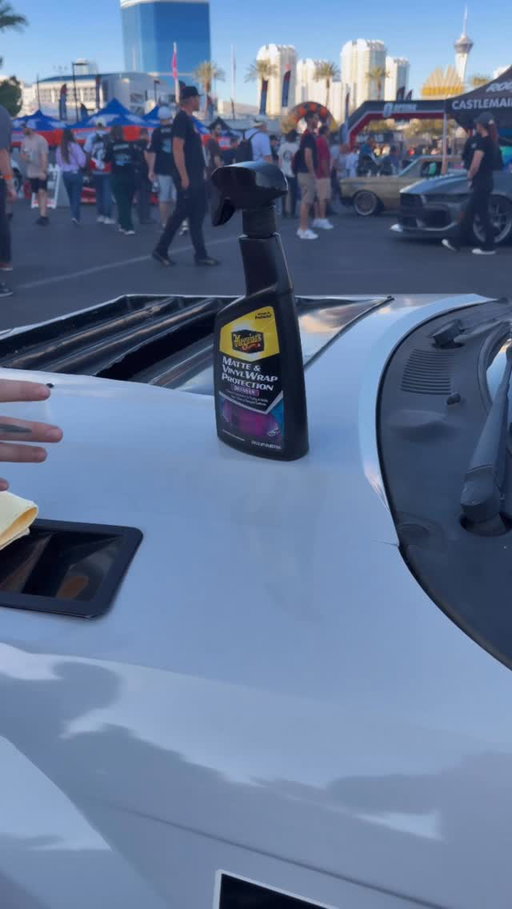 @shelby_oboyle you silly goose!! 🤣 but for real, this new Meguiars detailing spray for wrapped cars is soooo good! Doesn’t leave a residue ✅and smells good ✅ it will be on shelves very soon! 🙌 #meguiars #wrappedcars #driftcars #sema #semashow