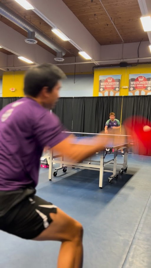 Up close and personal as @slicemltt Coach @adamwhugh takes on @wenzhangt in some counterloop games in the training area at @majorleaguetabletennis 🥳🥳🥳 #tabletennis #pingpong #sport