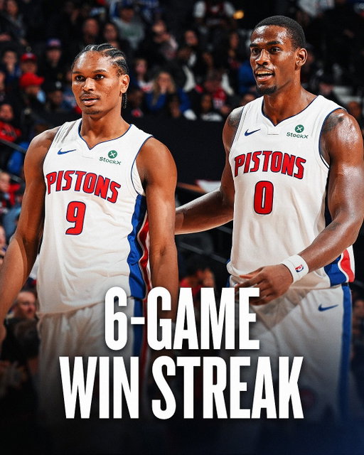 Winners of 6 straight and sitting at the top of the Eastern Conference with an 8-2 record, the @detroitpistons are clicking to start the season! 🏎️