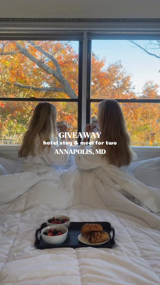 GIVEAWAY! 🍁✈️🍂
 We’re giving one lucky winner a one night stay at @gibsonsinnatgateone in Annapolis, Maryland + a delicious meal at their partner restaurant, @ironroosterallday. 

How to enter: 📲

Follow:
@lilymurban 
@cary_ashley_ 
@gibsonsinnatgateone 
@ironroosterallday  
Tag 2 people in the comments!📱

Extra Entry: Repost to your story 💕

Giveaway closes 11/17 at 5pm and the winner will be contacted by 11/18 by Gibson’s Inn. Good luck! 🫶🏻
 *Not valid during special event dates. This giveaway is not sponsored, endorsed, or administered by Instagram, or associated with Instagram.*

#travel #annapolismaryland #visitannapolis