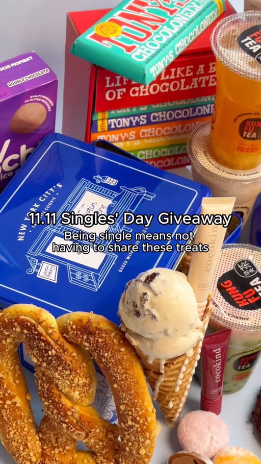 🧋GIVEAWAY CLOSED🧋No boo? No problem. Being single means not having to share your treats this #singlesday So we’ve teamed up with some of our SWEETEST (and glowiest 🧴✨) friends to give 3 lucky winners the ultimate treat-yo-self bundle. 🍪🍫🥨

How to enter:
1️⃣ Like this post + follow all brands
2️⃣ Tag 2 friends (taken or not 👀)
3️⃣ Comment your go-to “I deserve this” treat 😋
✨ Bonus: Repost to stories to spread the love

🎁 3 of you will each win:
• @kungfuteausa $50 Gift Card
• @levainbakery Signature Cookie Tin Gift Set
• @tonyschocolonely_us 6 Big Bars Box
• @vanleeuwenicecream $50 Gift Card
• @mymochi Variety Flavors Bundle
• @cocokind Best Sellers
• @auntieannespretzels $50 Gift Card

You don’t need a +1 when you’ve got boba, desserts, and skincare. 😌💅 Being single never tasted so sweet. 

#kungfutea #bubbletea #boba #bobatime #treatyourself #sweettreat #levainbakery #auntieannes #mochi #vanleeuwen #cocokind #tonyschocolonely 

Giveaway runs 11/10 - 11/15. End November 15, at 11:59pm EST. Giveaway open to U.S. residents only, 18+ (or with parent/guardian consent if under 18). No purchase necessary. 3 Winners will be randomly selected and contacted via DM by @kungfuteaus only. Prizes are non-transferable and have no cash value. This giveaway is not sponsored, endorsed, administered by, or associated with Instagram. Auntie Anne’s is not a sponsor of this giveaway but has provided a prize. By entering, participants release Instagram, Kung Fu Tea, and any other partnering brands from any liability, claims, or damages related to this giveaway or the prizes.