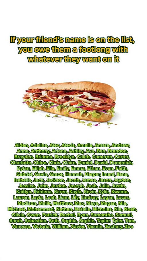 Place your orders below so your friends know what to get you 👇

#viral #friends #subway #oweyourfriends