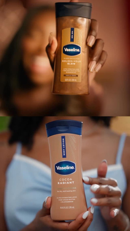 Are you Glow Life ✨  or Slow Life 💧?

If your nights shine bright, complete your look with Golden Hour Glow Gel Oil.

If you love slow mornings and deep hydration, reach for Cocoa Radiant Lotion.

Either way, Vaseline keeps your glow going.