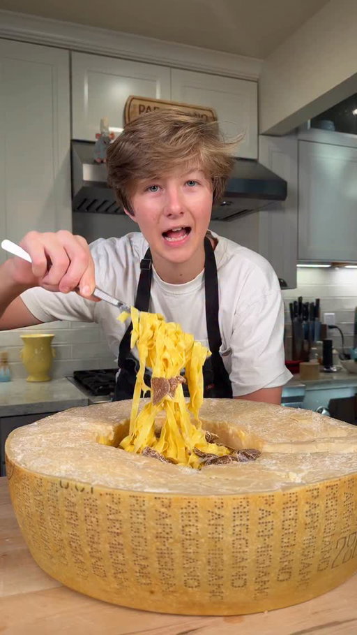 Pasta in a wheel of Parmigiano Reggiano!