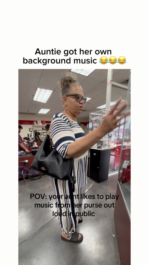 I can’t wait to get to the age where I just don’t care about nothing 😂😂😂

via: tt/pinacoladamarie

Every family has that auntie — the one who treats the mall like it’s her personal runway. In this video, she’s strolling through every store with a speaker in her purse, blasting her own playlist like she hired a soundtrack department. People are shopping, but she’s out here giving main character energy in a JCPenney.

The best part? She doesn’t notice a single stare. Sales associates are confused, teenagers are recording TikToks, and she’s just vibing, flipping through clearance racks like she’s in a montage scene from a movie. If confidence was a sport, she’d win gold.

Moral of the story: some people shop, but auntie performs. And honestly? Let her. Every mall needs a soundtrack and she understood the assignment.