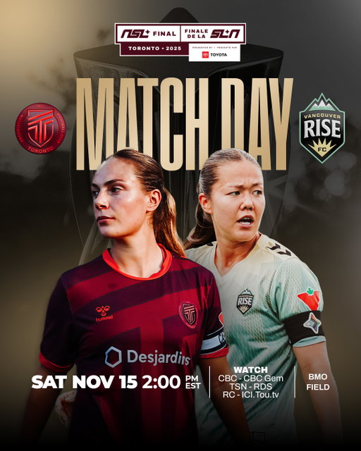 The stage is set 🏆 The inaugural NSL Final, presented by @toyotacanada

⚽️ AFC Toronto vs Vancouver Rise
🗓️ Saturday, Nov 15 | 2pm ET | 11am PT
📺 CBC | CBC Gem | TSN | RDS | RC | Ici.Tou.tv
🎟️ Witness history 🔗 to tickets in bio

@FedDevOntario | @FedDev_Ontario | @ontario.sport | @sportontario