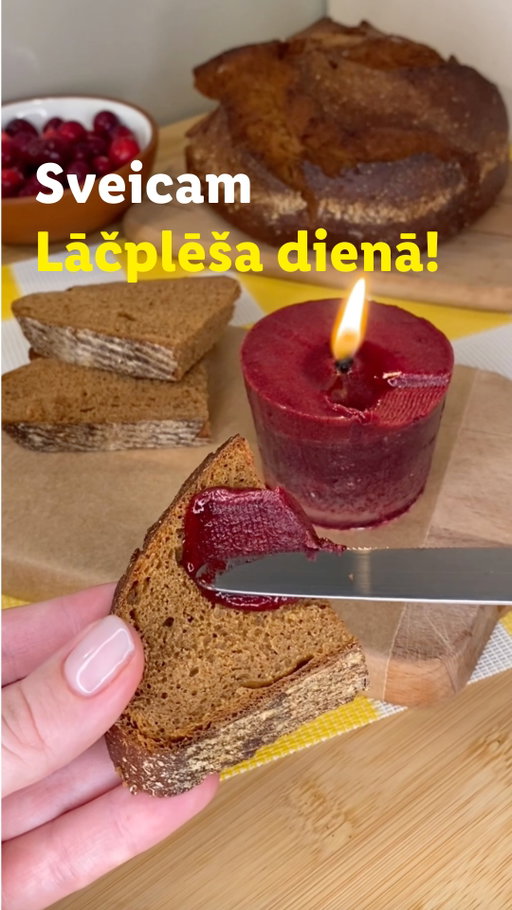 Iededzam svecītes par mūsu brīvību un drosmi. ✨ Lāčplēša dienā godinām varoņus un kopā būšanas gaismu. Pievieno svētku galdam biešu sviesta sveci, kas radīs īpašu svētku noskaņu. 🇱🇻 #IrVērtīgi

Pagatavošanas soļi:
1. Sagriež bietes plānās šķēlēs un izklāj uz restes; 
2. Žāvē žāvētājā 50–60 grādu temperatūrā apmēram no 6 līdz 12 stundām, vai cepeškrāsnī 60–80 grādu temperatūrā apmēram no 4 līdz 10 stundām, līdz bietes ir pilnīgi sausas.
3. Samaļ sausās bietes pulverī; 
4. Izkausē paciņu sviesta, pievieno 2 ēdamkarotes  biešu pulvera un 1 tējkaroti sāls, samaisa līdz viendabīgi; 
5. Papīra krūzītē ievieto sveces dakti un ielej sagatavoto sviestu; 
6. Liek ledusskapī vismaz uz 1 stundu, līdz masa sacietē;
7. Izņem sveci no krūzītes.
8. Aizdedzina, pagaida, līdz virskārta nedaudz pakūst, un uzsmērē silto sviestu uz maizes.