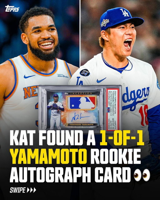 Karl-Anthony Towns is parting ways with the World Series MVP!? 🤔🏆 Months ago, KAT pulled this 1/1 Yoshinobu Yamamoto Logoman autograph while ripping packs on his YouTube channel. As a die-hard Yankees fan, he decided the card should go to a better home. You now have a chance to purchase the card directly from KAT himself 👀

This card is available in the Premier Auction on @fanaticscollect, where the card is currently bidding at $12,500 👀