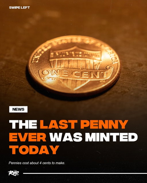 The last penny was minted Today at the US Mint in Philadelphia‼️

The final coins will be auctioned off and the actual last pennies put into circulation from the US Mint were struck in June.

Despite its demise, the penny will remain legal tender.

It was 238 years old.

Rest in Peace 🙏