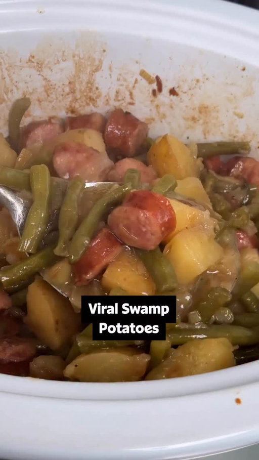 When we saw this viral recipe for Swamp Potatoes, we knew we just had to try it! Whether you know ‘em as Smothered Potatoes, Swamp Potatoes, or by another name, we can all agree this dish is GOOD! 🤌 

Continue reading or click the 🔗 in the @allrecipes bio for the full recipe!

Inspiration: @hopegarcia2018 on TikTok
🧑‍🍳: @nicolemcmom 

Ingredients:
3 pounds gold potatoes, cut into 1 1/2-inch pieces
1 small onion, chopped
1 1/2 tablespoons olive oil 
1 teaspoon kosher salt
1/2 teaspoon freshly ground black pepper
1 1/2 teaspoons Cajun seasoning
1 pound smoked sausage, sliced
1 pound fresh green beans, cut into 2-inch pieces
1 packet onion soup mix
1/2 teaspoon garlic powder
1/2 cup butter

Directions:
Add potatoes and chopped onion to the bottom of a slow cooker. Drizzle with olive oil and season with salt, pepper, and Cajun seasoning. Toss to coat evenly.

Layer the sliced smoked sausage and green beans on top. Sprinkle with onion soup mix and garlic powder. Place pieces of butter evenly over the top.

Cover and cook on Low until potatoes are tender and everything is well flavored, 6 to 7 hours, stirring a few times throughout the process and just before serving. Serve warm.

#swamppotatoes #potatoes #potato #potatorecipes #slowcooker #crockpot #sausage