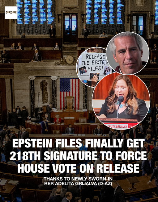 A petition to release the Jeffrey Epstein case files just hit the 218-signature threshold, the exact number needed to force a House vote.

The final signature came from newly sworn-in Rep. Adelita Grijalva (D-AZ), whose seven-week delay in taking office had stalled the effort.

Her swearing-in gave Democrats the last vote they needed, prompting Speaker Mike Johnson to confirm a full vote next week.

Meanwhile, reports say Rep. Lauren Boebert was summoned to the White House as the Trump administration works to block the release.

Follow @culturecut247 for exclusive original content, giveaways, and more of the good stuff you just saw.

Media via Shutterstock/CSPAN

#culturecut247 #epsteinfiles