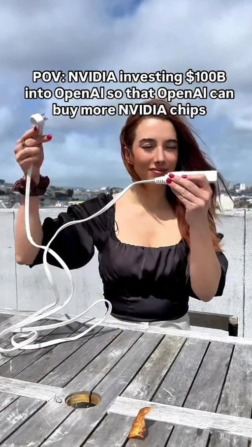 $100B WTF👇follow @tech.unicorn for tech news 😅 we are in a bubble within a bubble (we will discuss tomorrow 👀) but seriously Nvidia may have just created the ultimate AI growth loop..🤯

(Had to repost since insta removed the music lol…)

Here’s what’s happening:
🔹 OpenAI’s demand is off the charts- training frontier AI could require up to 10 gigawatts of compute capacity, which is basically Nvidia’s entire annual GPU output feeding into hyperscale datacenters.

🔹 The $100B cycle: OpenAI spends tens of billions buying Nvidia chips and infrastructure. Instead of pocketing the revenue, Nvidia reinvests much of it back into OpenAI as equity. 

The result: a self-reinforcing cycle (recursive loop, if you may..) OpenAI fuels Nvidia’s sales, Nvidia fuels OpenAI’s growth.

🔹 Why it matters: this isn’t just a supplier–customer deal. Nvidia is embedding itself in OpenAI’s future valuations, transforming hardware sales into long-term returns. It’s a way of securing both demand for its GPUs and equity upside in AI’s most ambitious player.

The big picture:
	•	OpenAI burning ~$5B yearly to scale 🚀
	•	Targeting $200B valuation by 2030 📈
	•	Nvidia capturing not just margin, but a stake in the AI endgame 💰

Brilliant synergy or risky financial loop? 👇🔥

What do YOU think? 

Are we heading toward digital utopia or should we all start prepping for the AI apocalypse? Drop your hottest takes below! 👇 

Join the community for more tech news! 👩🏻‍💻
~~~~~~~~~~~~~~~~~~~
🦄 Follow @tech.unicorn
🗞 Share your thoughts👇
🔖 Leave any questions 😀
~~~~~~~~~~~~~~~~~~~
Tags 🏷 
#technews # #womenintech #techgirls #AI #Nvidia #OpenAI #TechNews #BusinessStrategy #AINews #techtok