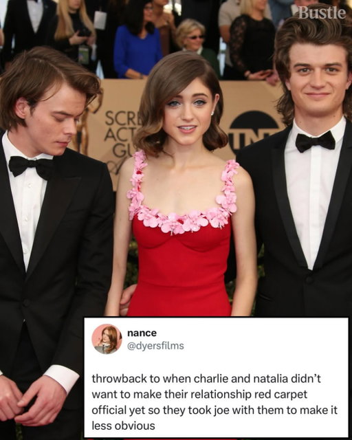 It’s me and you and you and me just us — and your friend Steve. ⁠
⁠
Photo: Getty/dyersfilms on X #JoeKeery #NataliaDyer #CharlieHeaton