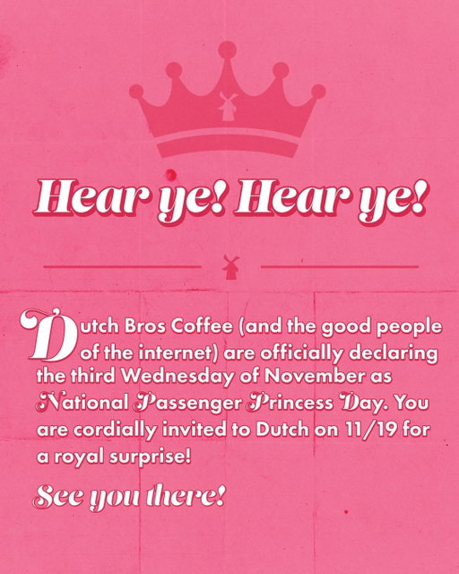 we are officially declaring the third Wednesday of November as 👑 National Passenger Princess Day 💕 what are we giving away on this most spectacular day? find out Monday 👀