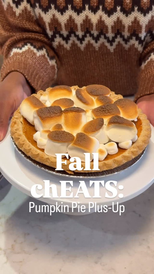 This holiday shortcut takes store bought pumpkin pie and elevates it with marshmallows which will have guests thinking it’s homemade.