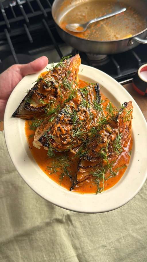 #ad Tomato butter charred cabbage with only the best @KerrygoldUSA 🌟 a savory compound butter made with roasted tomatoes and garlic, miso, tomato paste, gochugaru, and Irish grass-fed unsalted butter