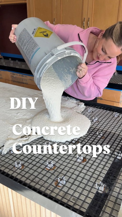 I wanted something really durable but that also looked just as aesthetic as we’re making the rest of our garage workshop hang out! @zcounterform has the best kit for pouring them yourself so we went with the white concrete and I can’t imagine doing this project without it. The countertops turned out even cooler than I planned and Z Counterform is actually having a sale from Nov. 28th through Dec. 1 where all products will be up to 20% off if you want to grab a kit for yourself! (Also check out all the different types of fancy edge options they have too!) 

So now as we move onto the backsplash, would you do one row of tile, two, or should I do the entire thing?! 😍

#zcounterformpartner #zcounterform #concretecountertop #concretecountertops #kitchenremodel #kitchenrenovation