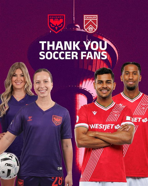 Calgary, thank you. ⁠
⁠
From the pitch to the stands, your support this season has meant everything. Together, Wild FC and Cavalry FC are proud to represent this incredible city and its passion for the beautiful game.⁠
⁠
Here’s to growing the game - together. ⚽️⁠
⁠
#YYCWFC #SoarWithUs #NSL #CavsFC #RideWithUs⁠