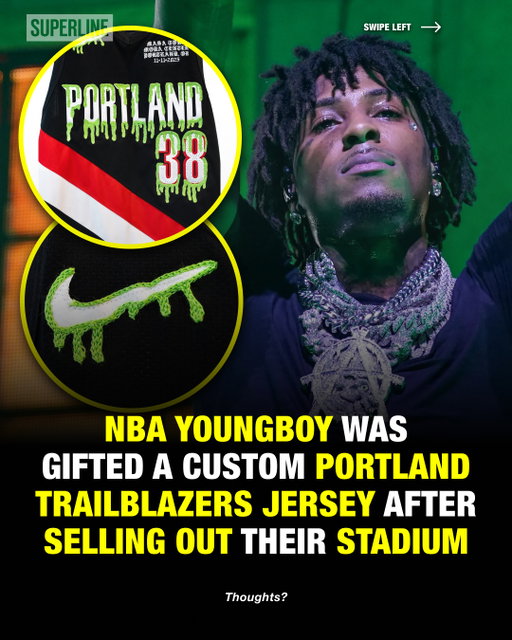 Take a closer look at the custom chain-stitched Portland Trail Blazers jersey gifted to NBA YoungBoy after his sold-out performance at the Moda Center 👀🔥 Thoughts⁉️⁠
⁠
The exclusive piece features intricate chain-stitch embroidery, blending classic craftsmanship with modern design, a fitting tribute to a milestone moment for the artist.

Embroidery 🧵 @chainpdx 
⁠
via @staygroundeadtv @nba_youngboy @trailblazers @moda_center @deechmedia