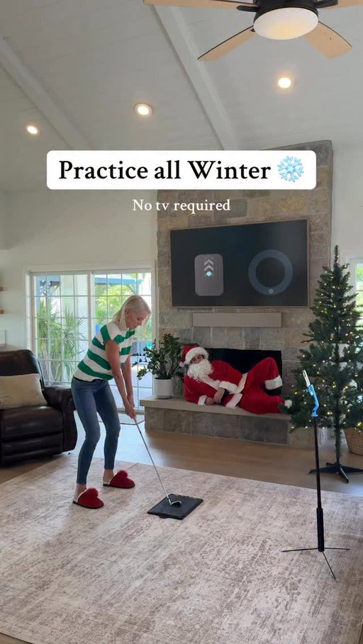 Practice golf all winter long with a no ball golf simulator. ❄️ The Golf Daddy allows you to practice as much as you want wherever you want even when it’s cold outside. #golf #golfdaddy #golfing #golfwinter