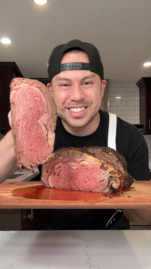 Let’s make Prime Rib using an Air Fryer! This is perfect for the holiday season and super easy to do! 🤤🙌🏼🎄
 
Ingredients:
6-8lbs boneless prime rib roast (make sure it’ll fit your air fryer!)
8 tablespoons unsalted butter, softened
2 tablespoons minced garlic
1 tablespoon fresh or dried thyme
1 tablespoon fresh or dried rosemary
1 tablespoon ground pepper
1/2 tablespoon kosher salt

*For the gravy:
1/2 cup prime rib drippings
1/4 teaspoon kosher salt
1/2 cup all-purpose flour or cornstarch
4 cups beef stock or water

Recipe:
1. Preheat the the air fryer at 375F
2. Create the garlic herb butter by mixing together softened butter, salt, pepper, thyme, rosemary and minced garlic; mix thoroughly
3. Make sure the prime rib will fit your air fryer; if needed, cut the roast down to properly fit
4. Spread the garlic herb butter mixture all over the outside of the prime rib
5. Place the prime rib in the air fryer and cook for 15 minutes
6. Reduce the temperature to 315F and cook for an additional 30 mins or until an instant read thermometer reaches the desired fineness: 115F for rare; 120F for medium-rare; 130F for medium
7. When it’s done cooking, remove from the air fryer and let rest covered with foil for 20 minutes; remember that your prime rib will continue cooking
8. *For gravy (not shown), mix together prime rib drippings, salt, flour or cornstarch and beef stock or water until thoroughly combined
9. When the prime rib is ready, slice it, serve it and eat it!

It’s so delicious! 🤤
.
.
.
.
.
.
#hungryhugh #foodie #abc7eyewitness #losangeles #Filipino #asian #orangecounty #roast #primerib #holidays #garlic #meat #butter #dinner #cooking #airfryer #airfryerrecipe