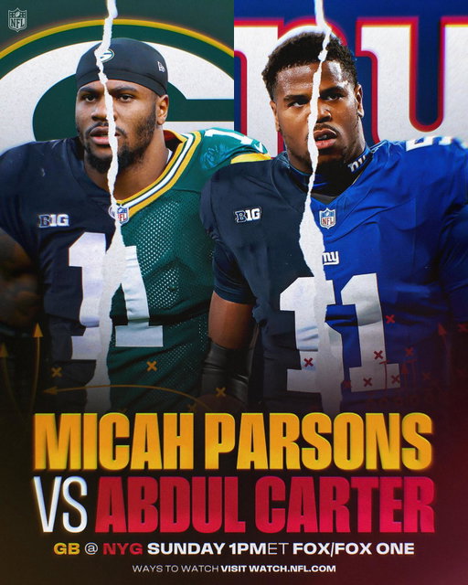 Two Nittany Lions. One NFL matchup. 😮‍💨

GBvsNYG– Sunday 1pm ET on FOX/FOX One
watch.nfl.com