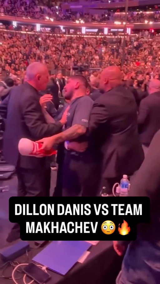 Dillon Danis and Islam Makhachev’s team got into a brawl at #UFC322 😳