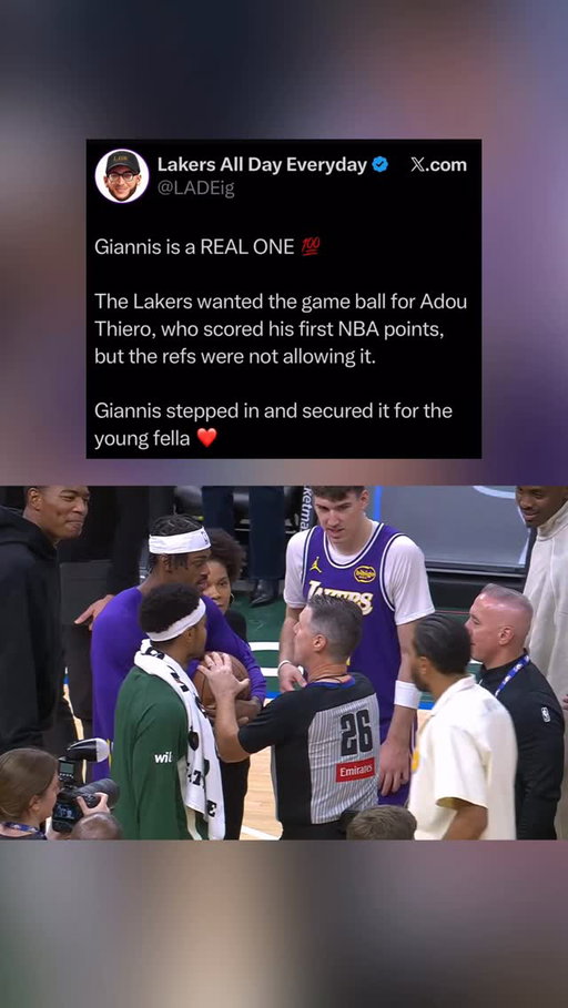 The refs had NO business preventing the Lakers from getting the game ball… shoutout to Giannis for doing what was right 💯