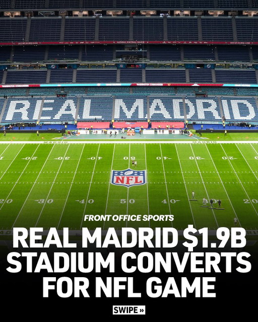 Real Madrid’s $1.9 billion Bernabéu was transformed for the NFL’s first-ever game in Spain.

The pitch is kept in six underground sections with UV light and irrigation before rising back up for Sunday’s matchup.

(🎥 via @realmadrid)