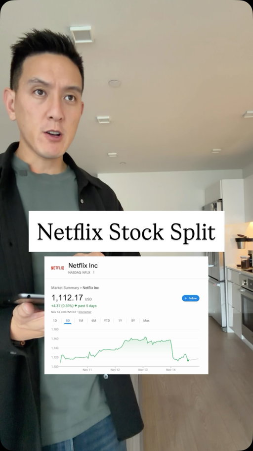 Explaining Netflix’s 10:1 Stock Split. A stock split occurs when a company believes that their share price has gotten too ‘high’ and psychologically doesn’t appeal to investors anymore.

Pre split, NFLX was trading for ~$1100 per share. Now, there are 10 times as many shares outstanding, but each share is $110 ish now.

Stock splits don’t inherently change the fundamentals of a company, but yet it can still be a bullish signal for future investors.

A high price for a share may scare some investors away, but splitting the stock can create this perception that it’s now more affordable, which in turn boosts demand overall.