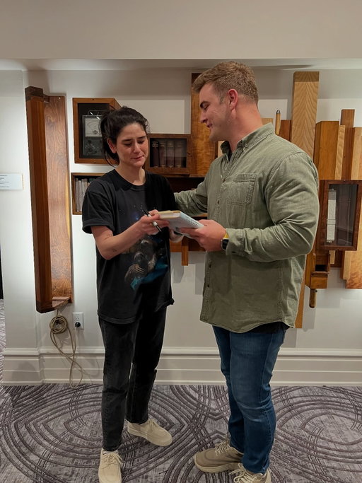 At the last stop of my tour in Seattle, @jonas_myers bought a book and waited in line until the very end to surprise me by asking if I’d a sign his copy and take a picture with him. There are very few people that will understand better than him just how much time and energy this book required of me and my family, or how much it means to accomplish this dream of mine. The pride in his eyes made mine well up with tears to the point where it was nearly impossible to see the page I was signing. 🥹 Thank you @jonas_myers for releasing me to be all that I’m meant to be and loving me and the boys so deeply.