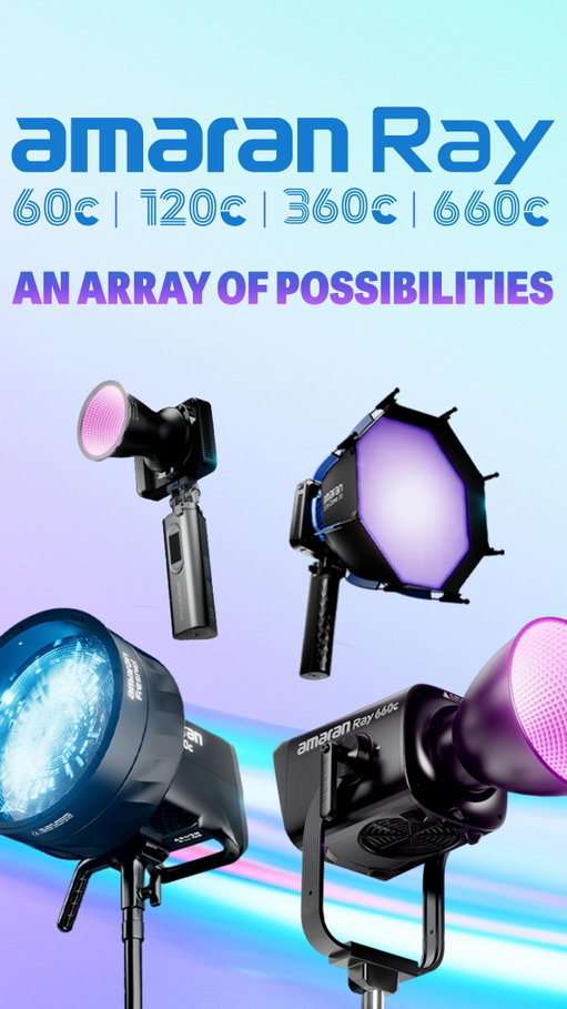 Introducing the amaran Ray Series, the next generation of full-color COB lights💡 

From the travel-ready Ray 60c to the studio-ready Ray 660c, these lights are built for creators who need powerful output in compact, streamlined packages.

Key features:
✅ More compact size at every level, anywhere you create
✅ Best-in-class brightness for any scale
✅ True-to-life color with all-new OmniColor light engine
✅ IP54-rated weather resistance design
✅ Instant NFC pairing to the amaran app
✅ Adaptive control with FlowTurn knob
✅ New, dedicated Bowens Mount accessories

From ultra-mobile shoots to dedicated studio spaces, the amaran Ray Series gives you power, accuracy, and portability without the bulk. Check them out with the link in our bio!

#lighting #amaran #amaranRay #amaranRay60c #amaranRay120c #amaranRay360c #amaranRay660c