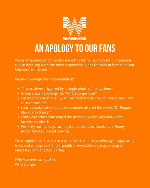 We’re sorry… but also not stopping. 🍔🤷‍♂️