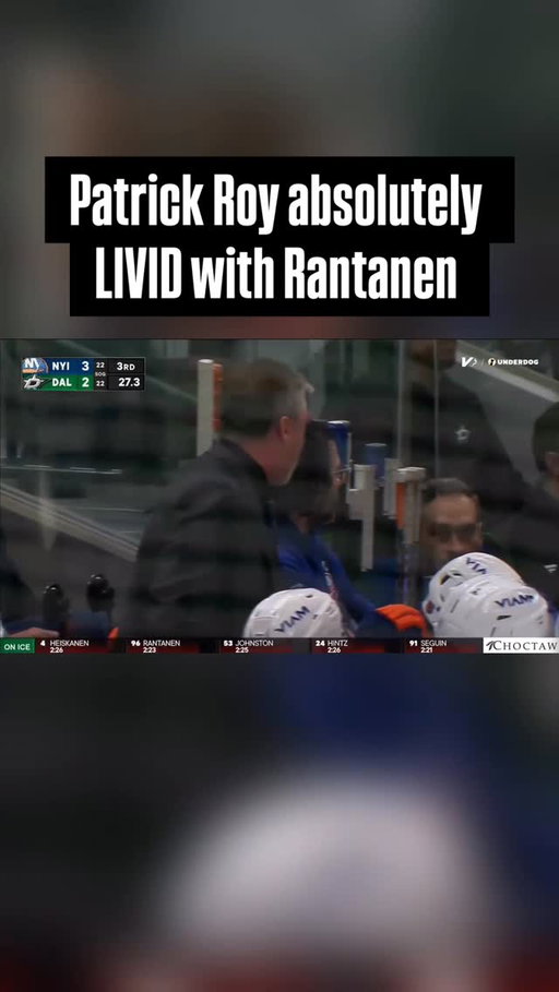 Patrick Roy gave Rantanen a mouthful after his boarding major. 🎥: @ginohard_ 

#hockey #nhl #hockeylife