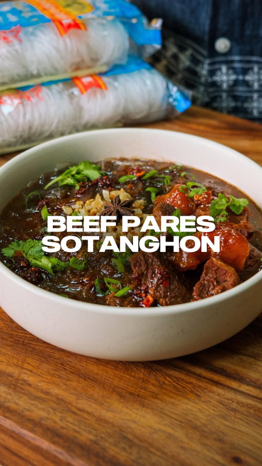 Beef Pares Sotanghon 🍜 It’s got everything you love. That sweet, savory broth… the slow-cooked beef… the aroma of soy, garlic, and star anise… just in a lighter, slurpable form. 😮‍💨

And that’s where Good Life Premium Vermicelli comes in. Made from premium potato starch, it’s smooth, glossy, and perfectly firm, soaking up the broth beautifully while keeping its bite.

It’s beef pares, reimagined. Simple, rich, and full of flavor in every bite. 🍲

Now it’s your turn! Share your version of this dish and show us how you #TasteTheGoodLife with #GoodLife. Available on Shopee, Lazada, and Ace Market 🛒

INGREDIENTS:
Beef & Broth
- 1 kg beef brisket or shank, cut into large cubes
- 2 tbsp oil
- 1 large onion, sliced
- Whites of 2-3 spring onions (keep whole)
- 6 cloves garlic, minced
- 1 knob ginger, sliced
- 1 tbsp dark soy sauce
- 3 tbsp Good Life Oyster Sauce 
- 2 tbsp muscovado sugar
- 1 tbsp rice wine or Shaoxing wine (optional)
- 4 pcs star anise
- 1 cinnamon stick
- 1 bay leaf
- 1 tsp black peppercorns
- 1 small piece dried orange peel (or fresh zest strip)
- 1 tbsp sibot (optional, for depth)
- 4-5 cups beef broth or water
- 1 tbsp fish sauce (to taste)
Optional: Add beef tendon for that chewy texture and richness.

Noodles & Garnish
- 250g Good Life Premium Vermicelli
- Green onions, sliced
- Fried garlic
- Cilantro leaves
- Chili oil (optional but recommended)

INSTRUCTIONS:
- Heat oil and sear the beef until browned on all sides. Set aside.
- Sauté garlic, green onion, and ginger. Add muscovado sugar and let it melt and caramelize. Return the beef and coat it in the caramel.
- Pour in soy sauce, oyster sauce, and rice wine. Add bay leaf, star anise, cinnamon, orange peel, peppercorns, and sibot. 
- Add tendon (if using), pour in beef broth, bring to a boil, then simmer 1.5–2 hours (or pressure cook 30–40 min) until tender. Season with fish sauce.
- Cook Good Life Vermicelli until clear, glossy, and firm. Drain.
- Assemble your bowl, and top with fried garlic, green onions, cilantro, and chili oil.