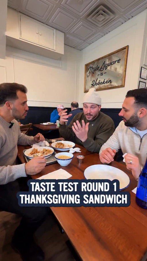 Taste testing the Thanksgiving Sandwich at Mile Square Cafe