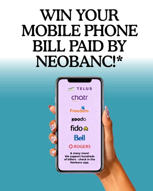 🔥 We’re giving back this week!
With the holidays coming up (and everything getting pricier), we’re helping cover someone’s phone bill 💙📱

How to Enter
❤️ Like this post
👤 Follow @neobanccom
💬 Tag a friend (1 tag = 1 entry)
⭐ Share to your Story + tag us for 10 bonus entries
🔁 Unlimited entries

Contest Details:
• Canada only (QC excluded)
• Must be 18+
• New + existing users welcome
• Runs Nov 16–25
• Winner chosen + announced Nov 26
• Winner will be DM’d from this account
• Not sponsored by Instagram
• Full rules at neobanc.com

About Neobanc:
We help Canadians earn cashback on bills, rent, and everyday expenses, especially when it matters most.

Check the app to see if your biller is supported (we’ve got hundreds).

Good luck! 💙✨

#Neobanc
#GiveawayCanada
#CanadianGiveaway
#BillPayment
#SaveOnBills
#CashbackRewards
#SaveMoneyCanada
#CanadianFintech
#HolidaySavings
#budgetsmart 

*We cover up to $250 of your bill. Neobanc isn’t affiliated with the companies shown - logos are examples only.