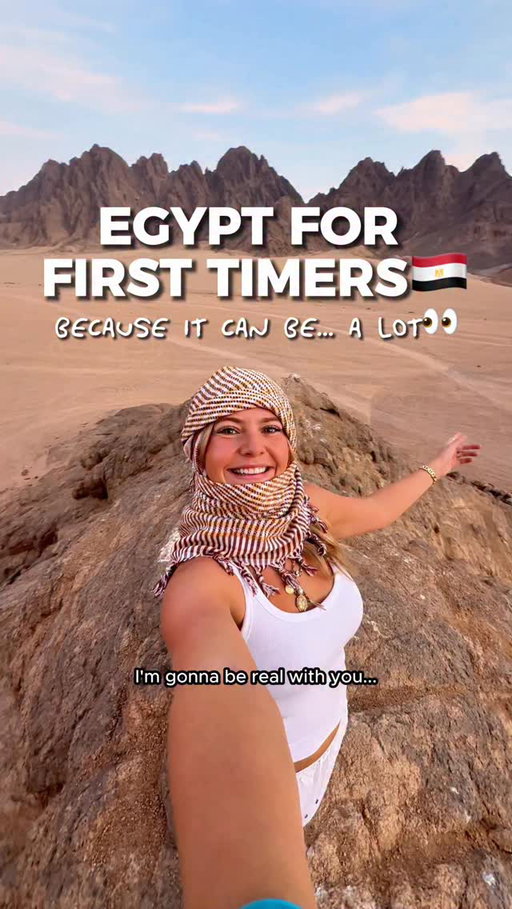 🇪🇬 people don’t always tell the truth about Egypt👀

and if you’re an American, it can be… A LOT🤯

So here’s the perfect 7 night itinerary for American travelers visiting Egypt for the first time!🇺🇸🤝🇪🇬

📲Comment “Egypt” and I’ll send you my guide with all of the recs, hotels and Airbnbs I stayed at, where to eat and MUST KNOW Egypt travel tips!

And if you were looking to ever go to Egypt, but can’t take two weeks of vacation time- this is the quick and efficient itinerary to seeing the most famous parts of the country!

📝8 DAY ITINERARY

🕌Cairo: 2 NIGHTS MAX
- Pyramids of Giza
- Grand Egyptian Museum
- Khan el Khalili Bazaar
Honest Thoughts: expect nonstop noise, chaos, haggling, and petty scams near the tourist areas- BUT remember Cairo is not a “vacation” it’s an experience! Try to embrace it…

✈️Fly to Luxor (my favorite place in all of Egypt and better than Cairo IMO)

🛕Luxor- 2 nights
- Temple of Hatsepshut
- Valley of the Kings (amazing tombs carved into the mountain and where King Tut is buried)
- Colossi of Memnon
- Luxor Temple
- Karnak Temple (the one thing I found even cooler than the pyramids)
- Optional Add-Ons: sunrise hot air balloon ride over the Nile or sunset Felucca ride

✈️ Fly to Sharm el Sheikh (will have to connect through Cairo first)

🌴Sharm el Sheikh- 3 nights
- this is when you RELAX and stay at an all-inclusive on the Red Sea (I put tons of amazing options on @expedia in my travel guide)
- do 2 @getyourguide excisions- sunrise quad biking and the boat day and scuba diving (also in my guide:)
- visit the viral Farsha Cafe

And that’s the quick and efficient way to see Egypt in 8 DAYS!

Make sure to follow me for more future travel guides likes this!

Egypt travel guide, Egypt travel, travel guides, travel creator